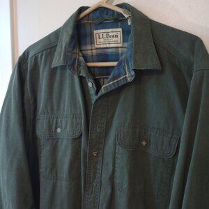 L. L. Bean Mens Flannel Lined Hurricane Shirt, Size L Reg
